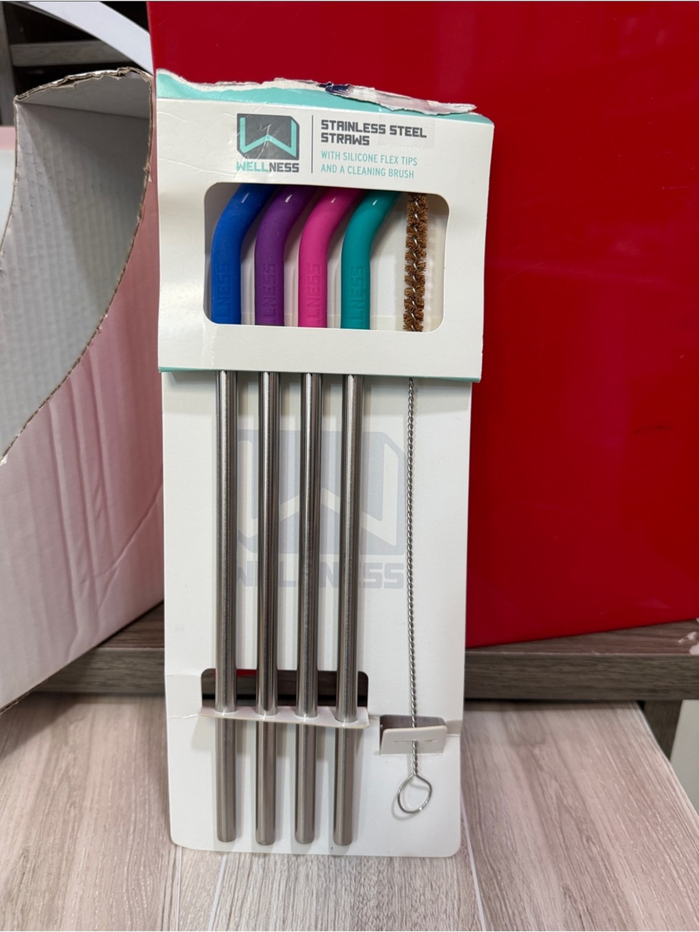 Wellness Stainless Steel Reusable Straws with Silicone Tips - Multicolor